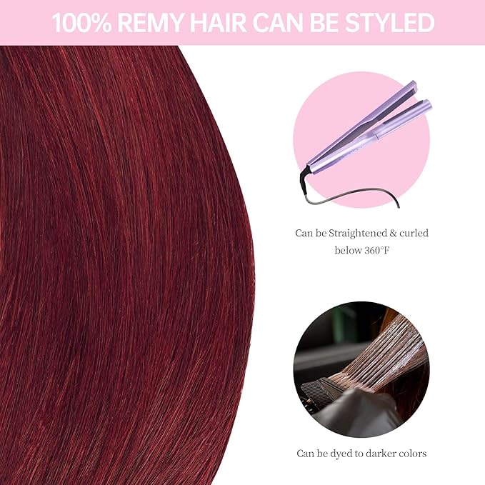 Ombre Tape in Hair Extensions Human Hair,12inch 20 Pcs #T1B/99J Ombre Black to Burgundy Human Hair Extensions,Straight Silky 40g Seamless Invisible Remy Tape ins for Women Girls