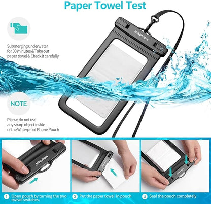 3 Pack Waterproof Cell Phone Pouch : Universal Water Proof Dry Bag with Neck Lanyard - Underwater Clear Cell Holder Large Protector for iPhone Samsung Galaxy for Beach Pool Swimming Kayaking