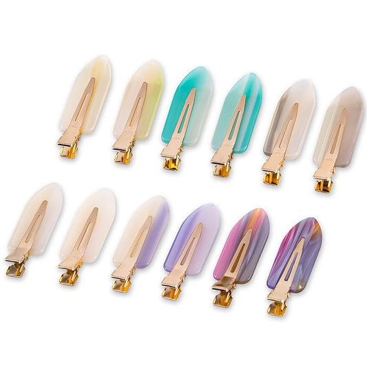 No Crease Creaseless No Bend Hair Clips For Styling Non Slip Flat Clips For Makeup Hair Accessories For Women,Gradient Color,12 PCS