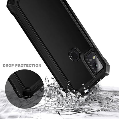Compatible with Cricket Icon 5, AT&T Motivate 4 Case with [Built-in Screen Protector], Full-Body Protective Shockproof Rugged Bumper Cover, Impact Resist Phone Case (Black)