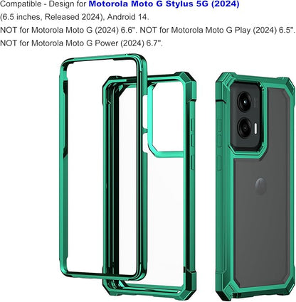 Ailiber Case for Moto G Stylus 2024, Motorola Moto G Stylus 5G 2024 Phone Case with Screen Protector, Dual Layer Shockproof Bumper, Anti Yellowing, Military Grade Drop Protection Cover-Green