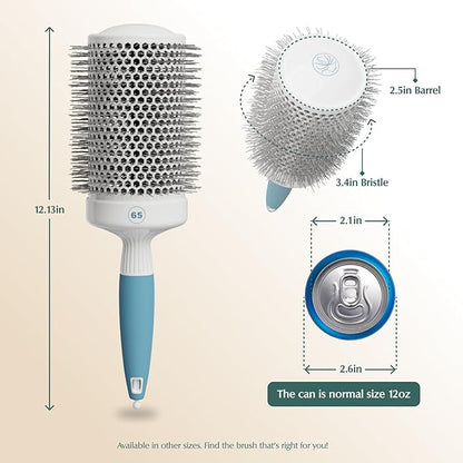 Extra Large Round Hair Brush - Ceramic Round Brush for Precise Styling and Perfect Blowout - Ionic Barrel Brush Lightweight Round Brushes for Blow Drying - Blow Dry Hair Brush(65mm)(not electrical)