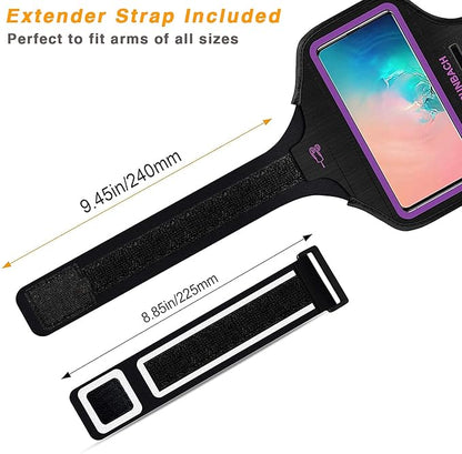 Armband for Samsung Galaxy S25/S24/S23/S22/S21/S20/S10/S9/S8 up to 6.2",Water Resistant Running Exercise Gym Bag with Card Slot and Key Holder (Purple)
