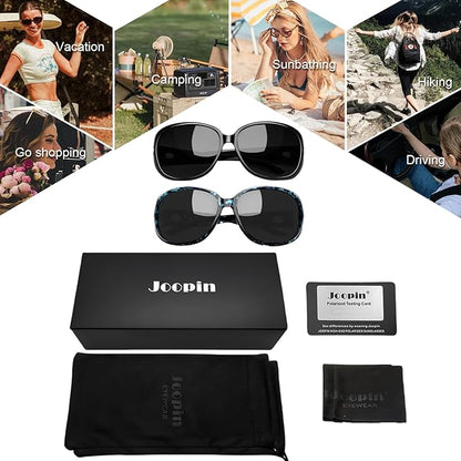 Joopin Big Womens Sunglasses Polarized Trendy Sun Glasses Large Rectangle UV Protection Rhinestone Sunnies