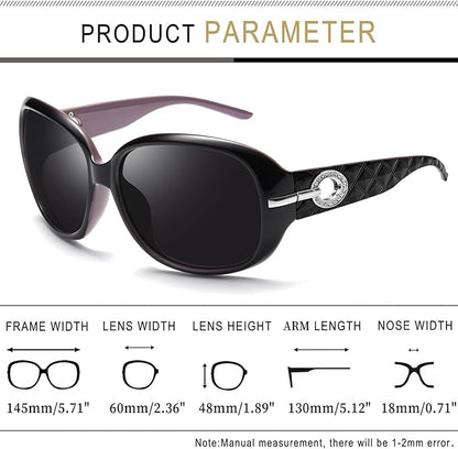 Joopin Big Womens Sunglasses Polarized Trendy Sun Glasses Large Rectangle UV Protection Rhinestone Sunnies