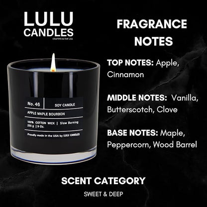 Lulu Candles | Apple Maple Bourbon Candle | Smells Like Fall | Luxury Scented Soy Jar Candle | Hand Poured in The USA | Highly Scented Long Lasting (9 Oz.)