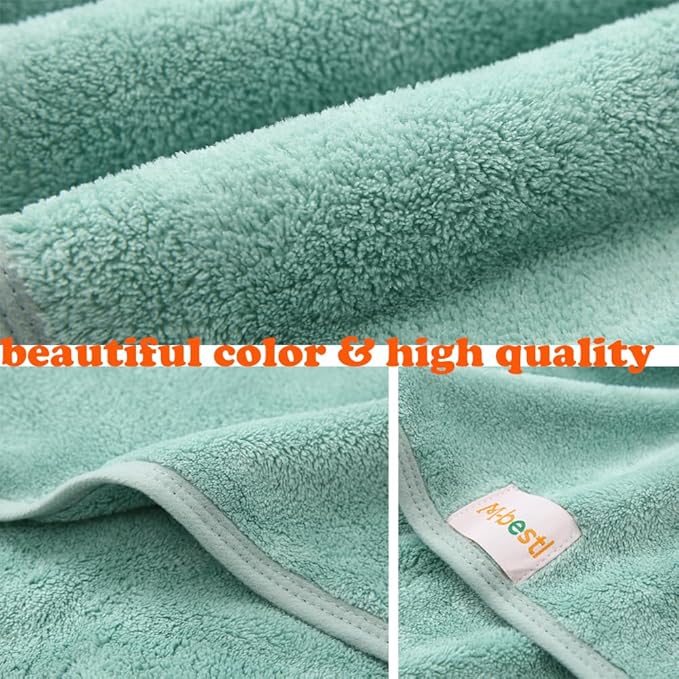2 Pack Microfiber Hair Towel Wrap,Hair Drying Towel with Button, Hair Towel Turban,Head Towel to Dry Hair Quickly (Green&Green)