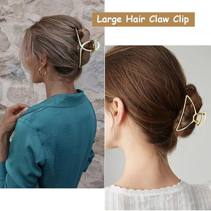 4 Pack Large Metal Hair Clips for Thin to Thick Curly Hair, 4.3 Inch Big Nonslip Gold Color Clamps, Perfect Fashion Jaw Claw Hair Styling Accessories for Women and Girls, Christmas Gifts