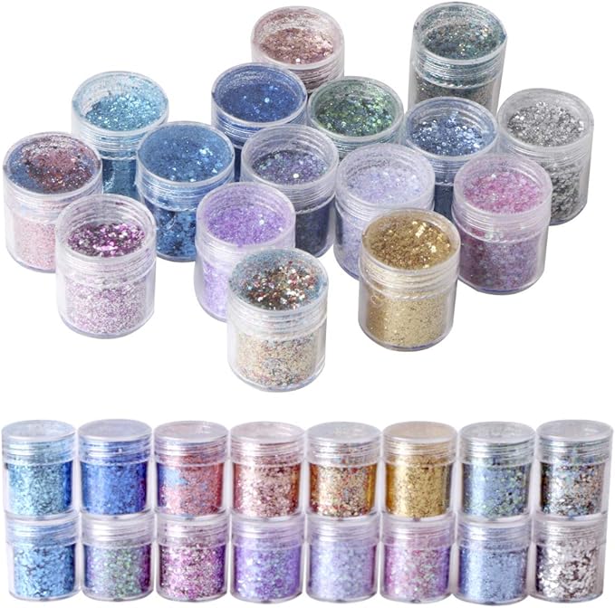 Body Glitter 16 Colors Chunky Glitter for Body Face Hair Make Up Nail Art Mixed Color Glitter