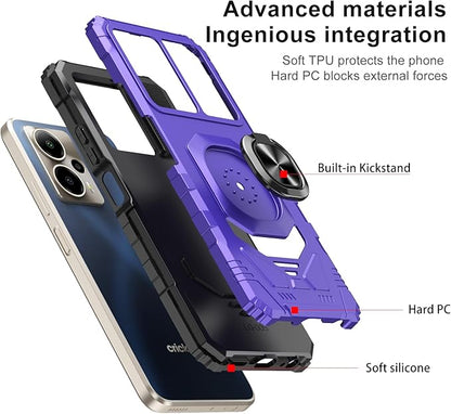 for Cricket Outlast 5G Phone Case/AT&T Motivate Pro 5G Phone Case with Screen Protector,Dual Layer Military Grade Protection with Ring Stand for Cricket Outlast 5G 2024/ATT Motivate Pro 5G Purple