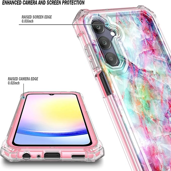Designed for Samsung Galaxy A25 5G Case, Slim Stylish Full-Body Protective Shockproof Rugged Bumper Cover with Built-in Screen Protector (Marble Fantasy)