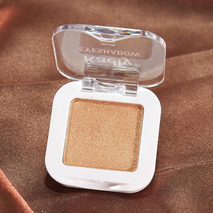 evpct Golden Shimmer Single Eye shadow Palette Makeup for Older Women, Bronze Glitter Sparkly Cream Eye Shadow Palette Brightener for Older Women, High Pigment Waterproof Monochrome Mini Eyeshadow