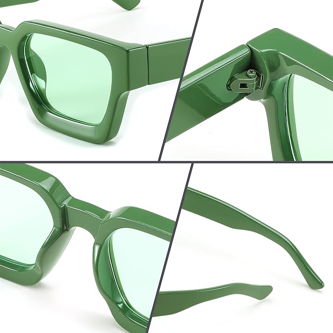 FEISEDY Retro 90s Square Sunglasses for Women Men Trendy Chunky Rectangle Sunglasses UV400 Protection B2385