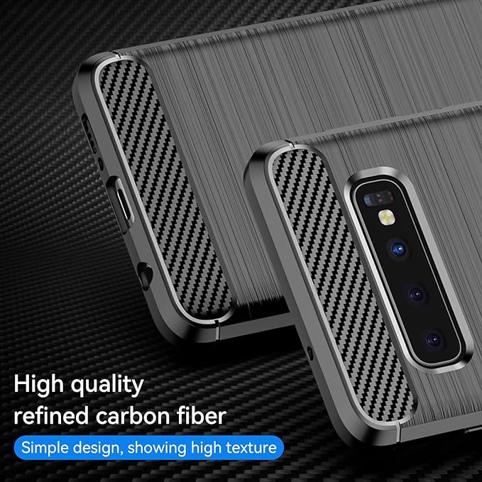 for Samsung Galaxy S10 Phone case, Shockproof, Scratch Resistant Carbon Fiber Jacket, Soft TPU, for Galaxy S10 case (Black)