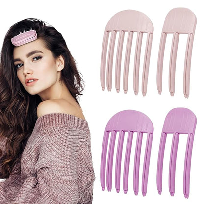4Pack Hair Volume Clips ，Volume Hair Clips for Fluffy Bangs, Easy High Crown Volumizing Hair Clips for Women，Root Clips for Curly Hair Volume Tool Natural Voluminous Look. (2Pink+2Purple)