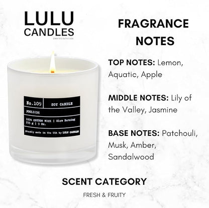 Lulu Candles | Poolside | Luxury Scented Soy Jar Candle | Hand Poured in The USA | Highly Scented & Long Lasting (9 Oz.)
