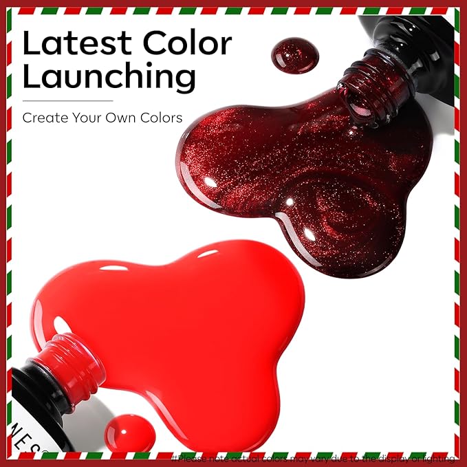 modelones Gel Nail Polish Set 2 Pcs 15 ML Red Cat Eye Gel Nail Polish Glitter Shimmer Red Polish Soak Off LED Spring Art Nail Kit Manicure Salon DIY Nails Gift For Women