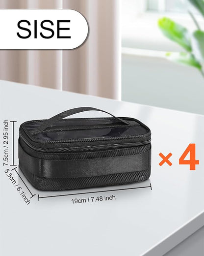 MONSTINA Rolling Makeup Train Case with Eight Small Makeup Bag, Makeup Case for Hairstylist,Makeup Artist Trolley Travel Makeup Case with Adjustable Divider (Black)