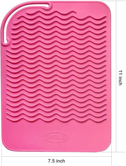 11" X 7.5" Large Size Heat Resistant Silicone Travel Mat for Hair Straighteners, Curling Irons, Flat Irons - Rose Pink