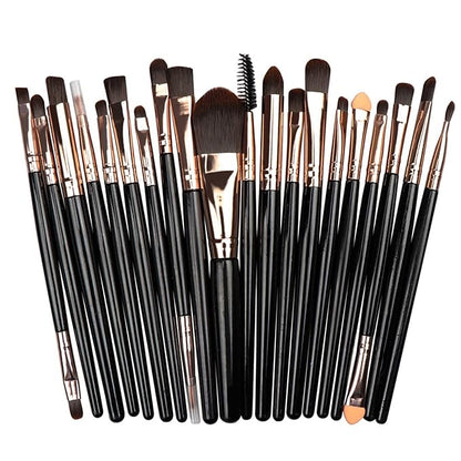 20Pcs Makeup Brushes Set Eyeshadow Eyeliner Eyelash Foundation Powder Lip Eye Make Up Brush Cosmetic Beauty Tool Kit (Black)