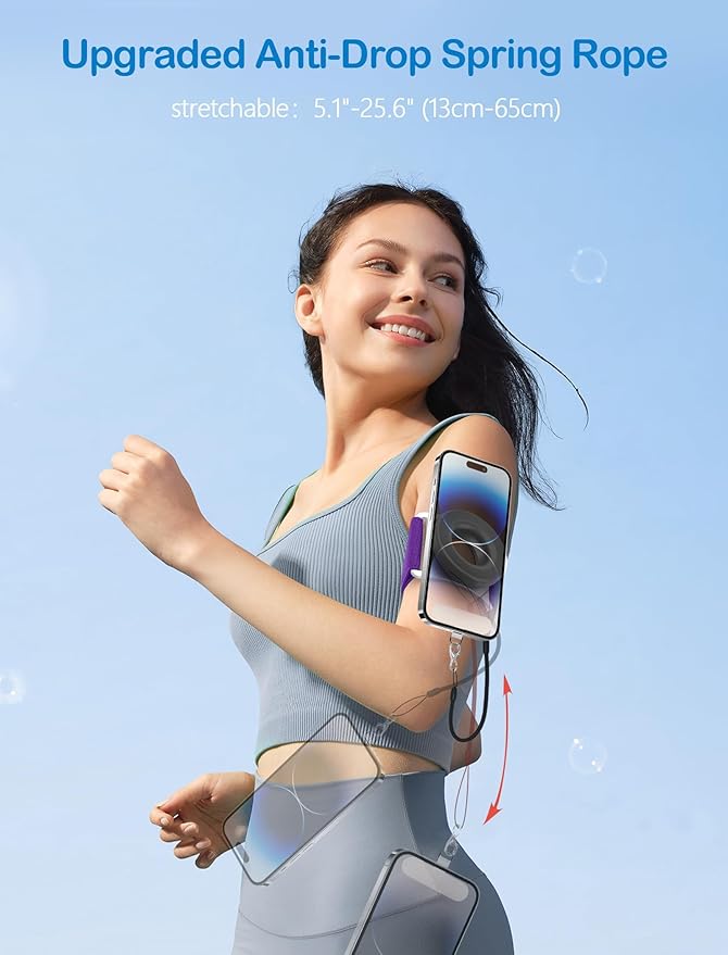 TOPGO Running Phone Holder for iPhone [360° Rotatable & Upgrade Anti-Drop] Magnetic Wrist Phone Holder, Armband Cell Phone Holder Compatible with magsafe iPhone 16 Pro Max and Android - Purple
