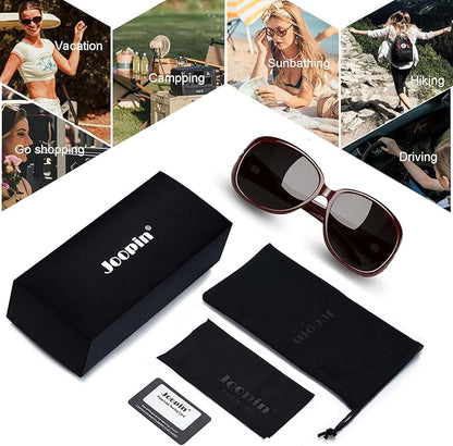 Joopin Big Womens Sunglasses Polarized Trendy Sun Glasses Large Rectangle UV Protection Rhinestone Sunnies