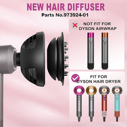 New Wave+Curl Diffuser Nozzle for Dyson Supersonic Hair Dryer HD01 HD02 HD03 HD04 HD08 HD15 HD16 Accessories, Attachemnt Parts No 973924-01, One Tool Two Mode for Wavy Curly or Coily Hair