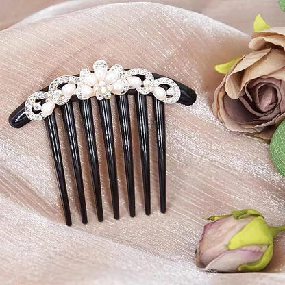 4 Pcs Pearls Side Comb for Women and Girls - Rhinestones Flower Hair Combs Pins Accessories - Vintage Wedding Headpieces Tools - Daily Present