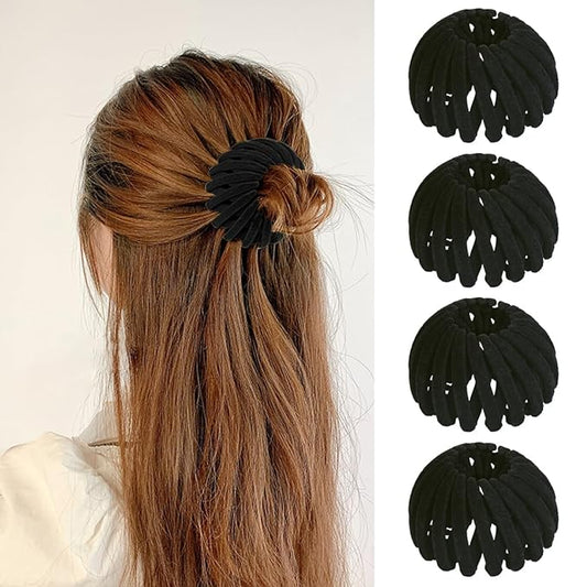 Bird Nest Magic Hair Clips - 2025 New Hair Accessories for Women Thick or Thin Hair, Expandable Hair Bun Makers Plastic Hair Barrettes Hair Scrunchies Lazy Birds Nest Plate Hairpin
