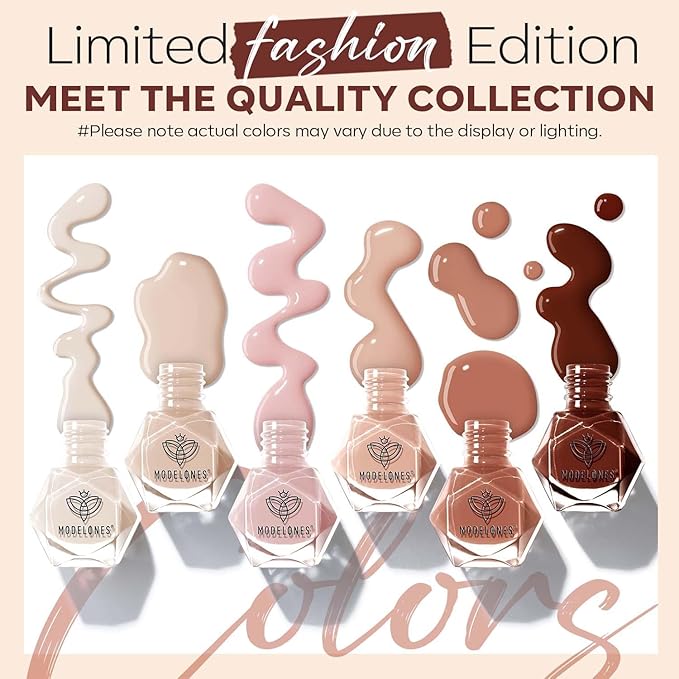 Modelones Nail Polish Set, 6 Colors Nude Pink Skin Tones Milky White Brown Mini Nail Polish Neutral Brown Quick Dry Nail Polish Kit All Seasons Easter Manicure DIY Salon Home Gifts for Women Girl