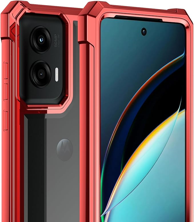 Ailiber for Motorola G Stylus 5G 2024 Phone Case, Clear Case with Screen Protector, Dual Layer Shockproof Bumper, Transparent [Anti Yellowing], Cell Phone Cover for Moto G Stylus 5G 2024-Red
