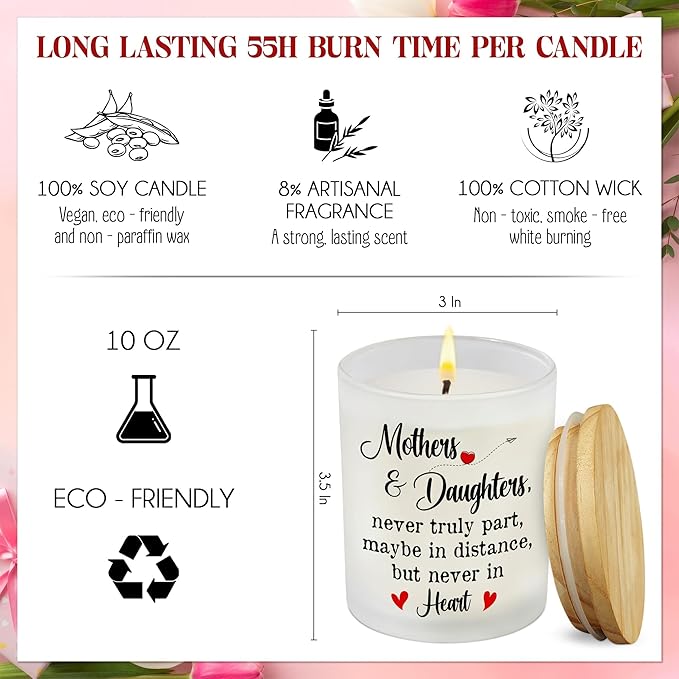 TEEZWONDER Mothers Day Gifts for Mom from Daughters - Long Lasting Vanilla Lavender Candle 10 oz - Long Distance Mom Birthday Gifts for Mama Stepmom Mother-in-Law Women