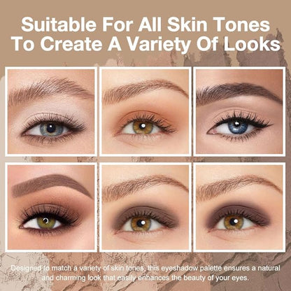 6 Color Eyeshadow Makeup Palette, 6 White Nude Dark Nude Brown Dark Brown Red Brown Eyeshadows Palette, Everyday Velvety Matte Finish Eye Makeup Looks, Travel Friendly Size, Built-in Mirror 10#