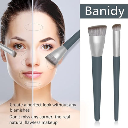 Banidy Foundation Makeup Brush Contour Concealer Brush Large Powder Brush Kabuki Brush Perfect for Any Look Premium Luxe Plush Fibers Rounded Flawless Face Brush Ideal for Liquid, Cream, Powder,Blending, Buffing, Setting Blush Brush