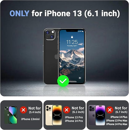 for iPhone 13 case, with [Compatible with MagSafe][Military Grade Drop Protection][Heavy Duty Protection][Non-Slip][Shockproof] with 2-Layer Durable Bumper Phone Case 6.1''-Black