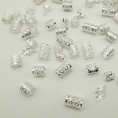 100pcs Silver Hair Jewelry for Braids Loc Jewelry Rings for Hair Adjustable Cuffs Dreadlocks Hair Beads for Women Braids Accessories
