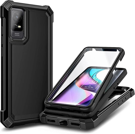 NZND Compatible with TCL ION X Case, TCL ION V with [Built-in Screen Protector], Full-Body Protective Shockproof Rugged Bumper Cover, Impact Resist Case (Black)