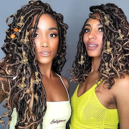 20 Pcs Butterfly Hair Braids Dreadlock Clips, Hollow Metals Cuffs Clip Hair Accessories Styling Fashion Toos for Women Men (Gold)