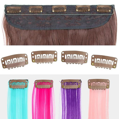 25Pcs 32mm Hairpieces Snap Clips U Shape Wig Clips for Hair Extensions Making Wig Accessories Set Tools (Light Brown)