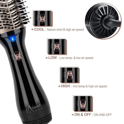 One Step Hair Dryer & Volumizing Hot Air Brush, Blow Dryer, Ceramic Straightener, Curler & Hot Comb 4 in 1 Salon Ionic Brush, Hair Styling Tools, Black