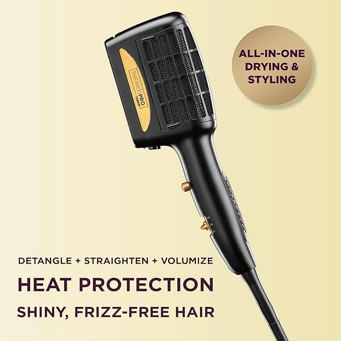 INFINITIPRO BY CONAIR 3-in-1 Styling Hair Dryer, 1875W Hair Dryer and 3 Attachments