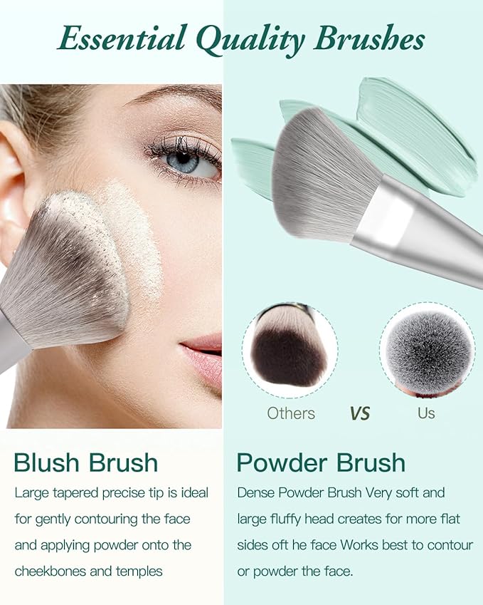 Makeup Brushes Set - BESTOPE PRO 16 Pcs Crystal handle Makeup Brush Set with 1 Silicone Face Mask Brush &15 Makeup Brushes Premium Synthetic Foundation Powder Shadows Makeup Brushes Kit