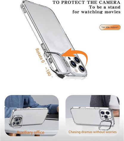 for iPhone 16 Pro Max Bumper Case Backless, Built-in Camera Cover & Kickstand Function Slim Fit No Back TPU Bumper Frame Compatible with MagSafe Shockproof (Clear)