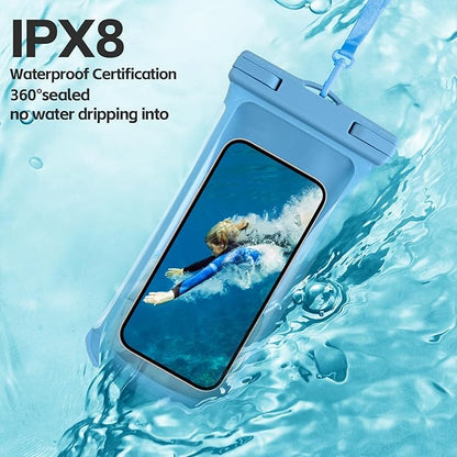 2PCS Waterproof Phone Pouch, [3D Design] IPX8 Waterproof Phone Case for iPhone 15 14 13 Pro Max Plus Galaxy S24 S23 Google Up to 8", Dry Bag Beach Essentials for Cruise Travel,Black/Blue