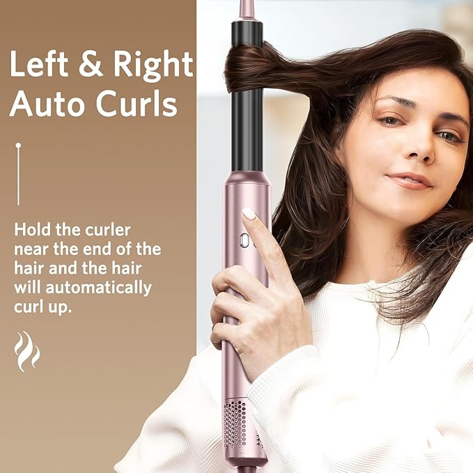Air Styler Hair Dryer Brush - 6 in 1 Hair Styler Ionic Auto Wrap Hot Air Curler Blow Dryer Brush, 38m/s High Speed Blowout Airflow Hair Dryer Multi Styler Fast Drying Styling for Curly/Straight Hair