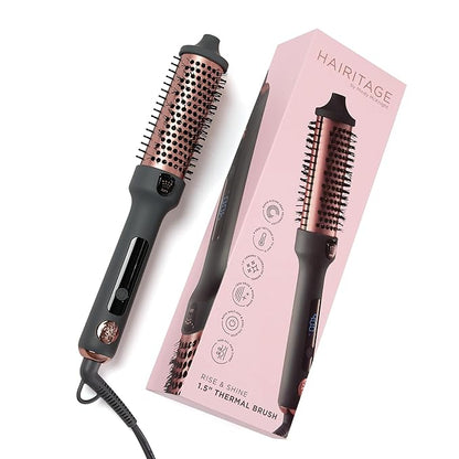 Hairtage Heated Curl Brush - 1.5 Inch Thermal Round Brush for Smooth & Frizz-Free Hair - 10 Minute Blowout - Effortless Curls - Refresh Your Look -Ceramic Tourmaline Ion Technology - Up to 400 Degrees