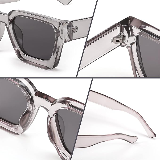 FEISEDY Retro 90s Square Sunglasses for Women Men Trendy Chunky Rectangle Sunglasses UV400 Protection B2385