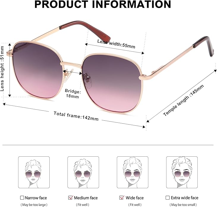 SOJOS Classic Trendy Square Sunglasses for Women Men Cute Big Frame Gold Shades SJ1137