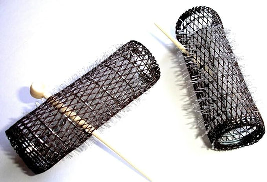 2 Pack HAIR STYLING BRUSH ROLLERS & PINS Hair Curlers 7/8" x 3" Bristles (12 Rollers)