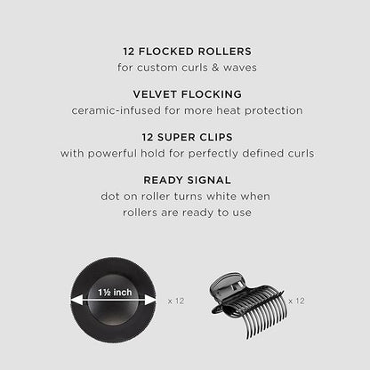 Conair Hot Rollers Hair Curlers for Long, Medium and All Hair | Heated Rollers with Hair Roller Clips Included | 1 1/2-inch Rollers | Amazon Exclusive